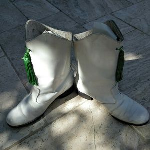 vintage white leather majorette boots size 7